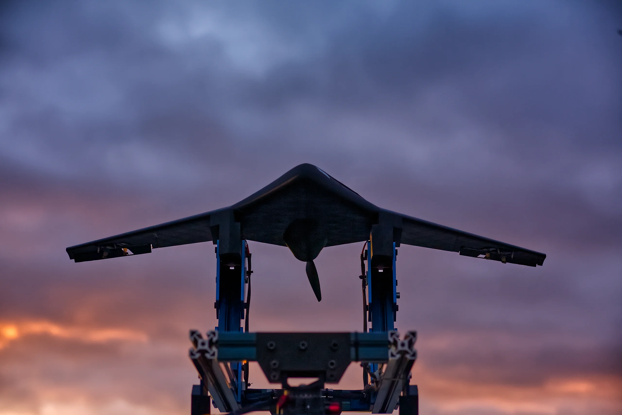 Sentinel UAV on docking station at dusk