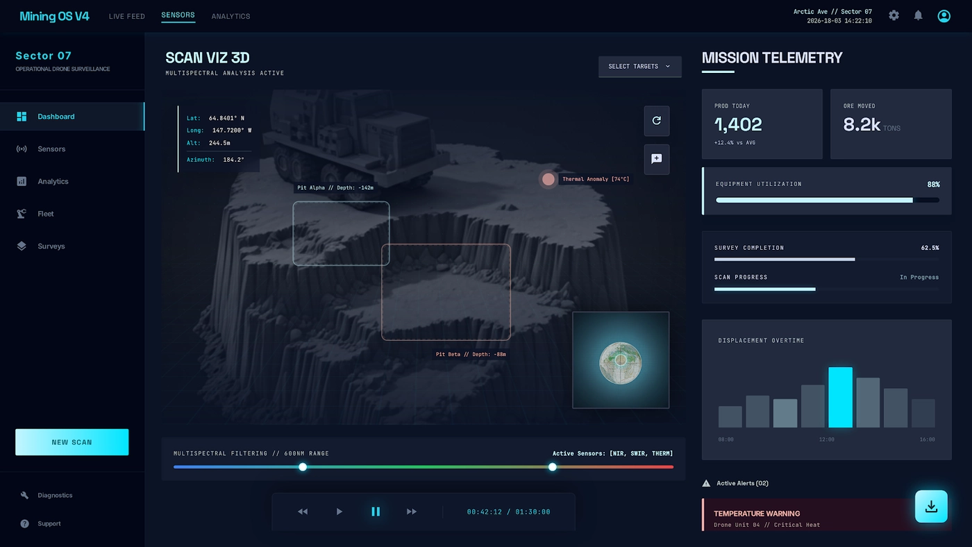 Mining mission dashboard interface