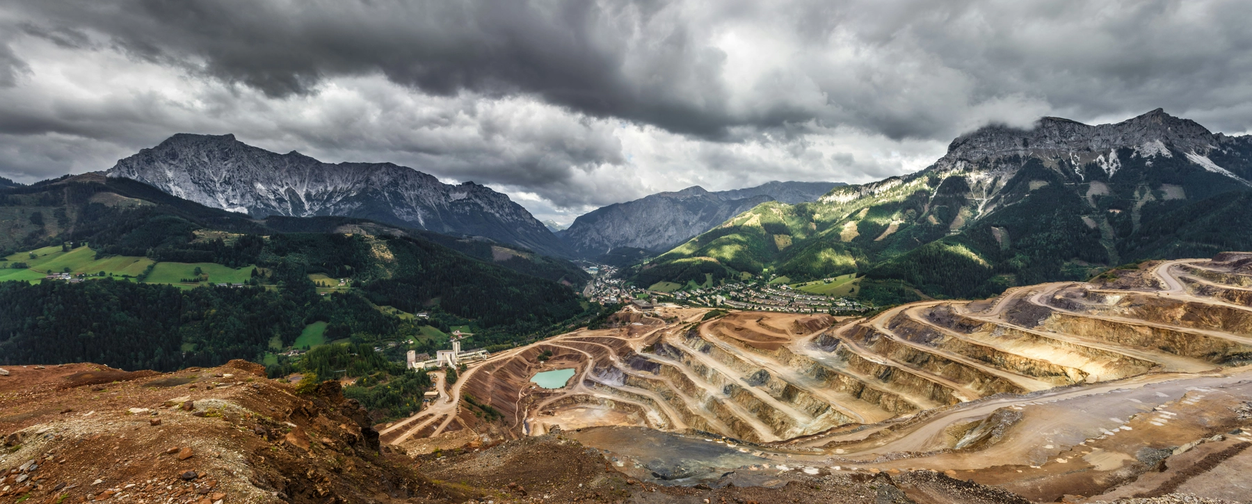 Open pit mine aerial overview