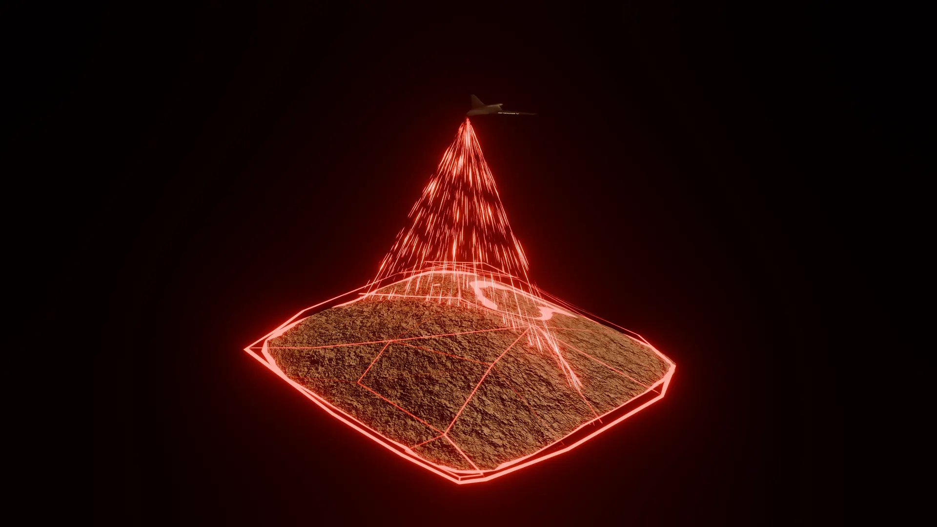 UAV scanning waste rock pile with LiDAR mesh overlay for volume measurement